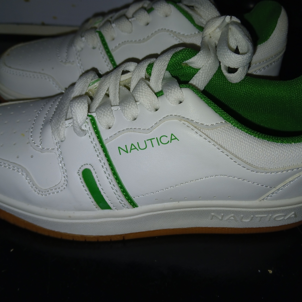 Nautica Kids White and Green Sneakers